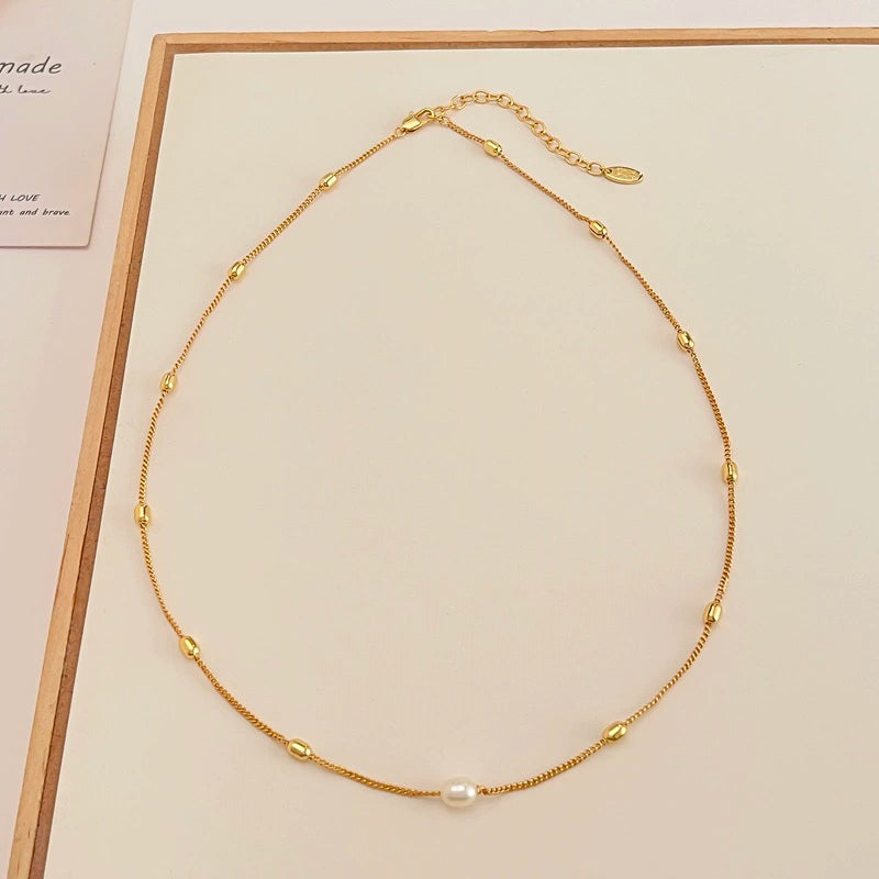 Nevayah Colorful Beaded Necklace - Pearl Beaded Chain Necklace [I6MI50KJ]