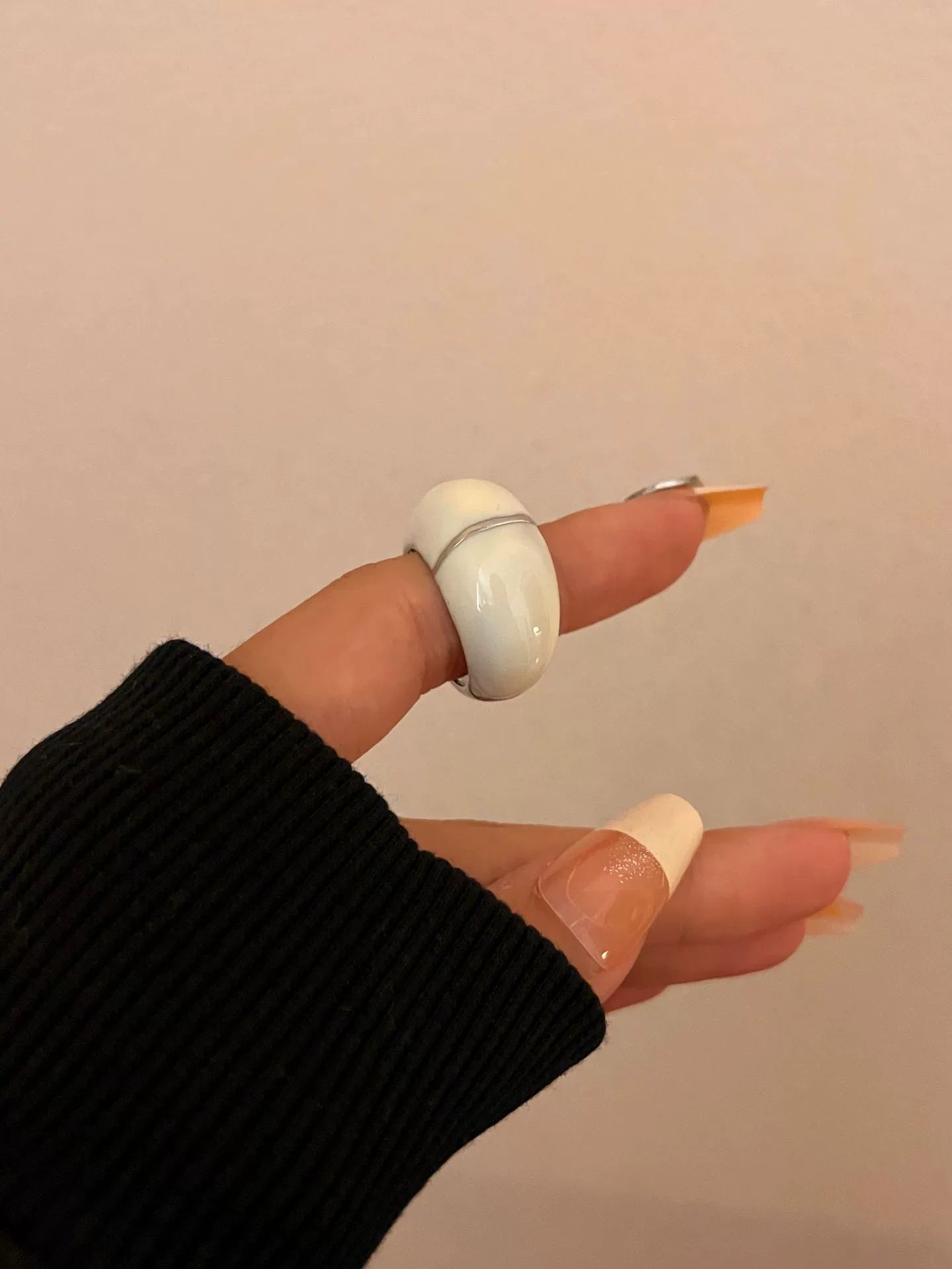 Katya Enamel Drip Ring - White