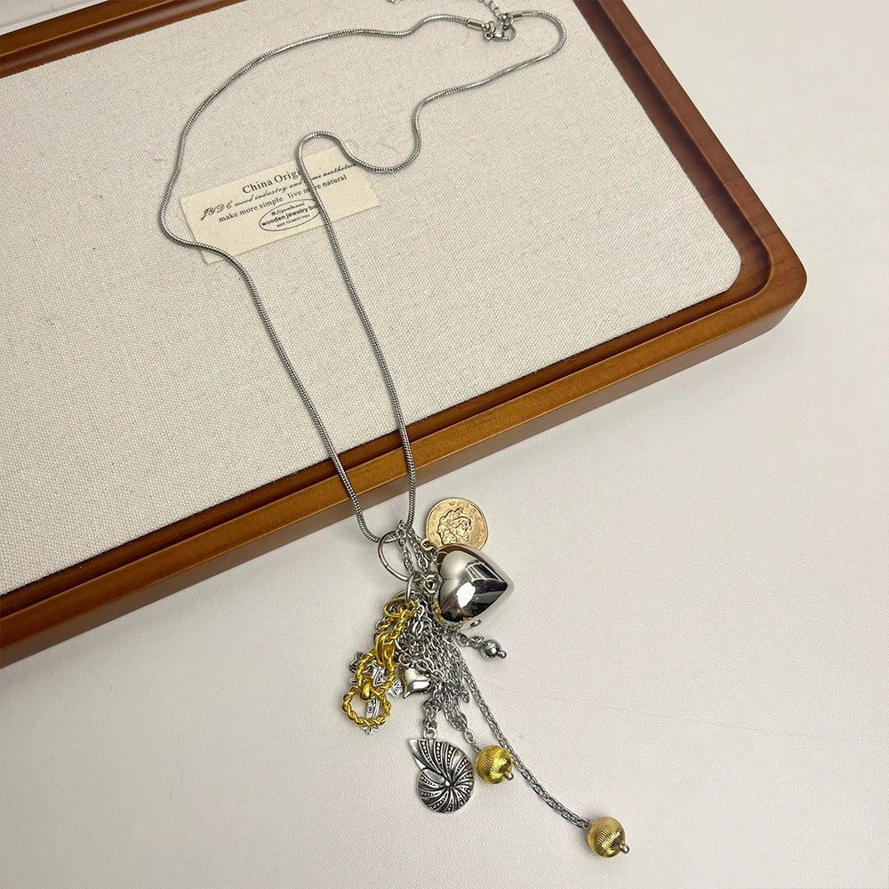 Ibtisam Heart Pearl Layered Necklace - Heart Pendant Necklace [W13WUAN0]