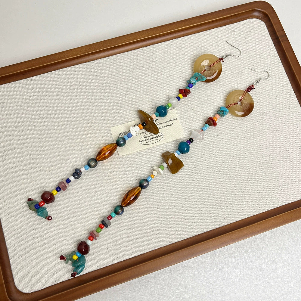 Minka Gemstone Tassel Earrings - Long Natural Stone Earrings [C5J47GCU]