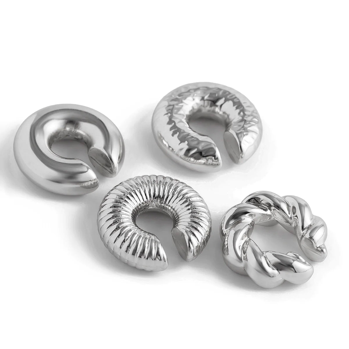 Jacee Twisted C-Shape Ear Cuff Set - Silver
