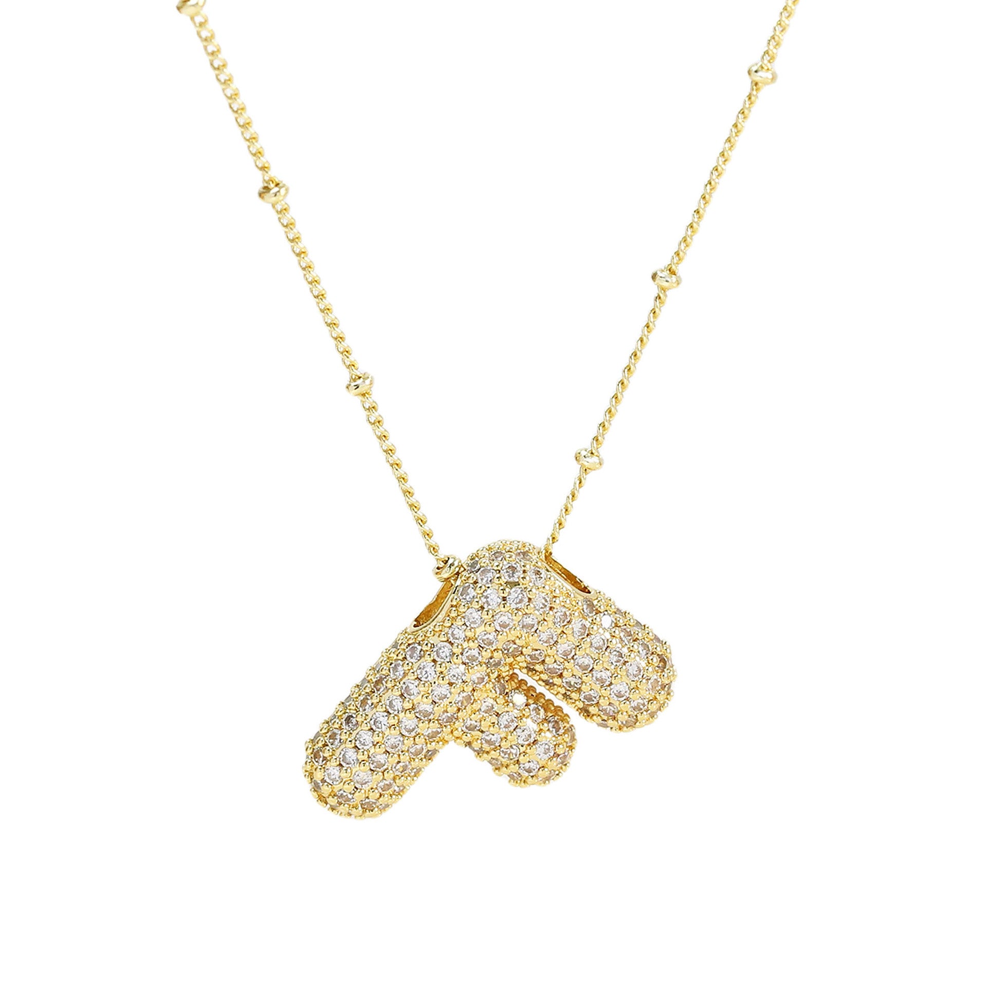 Fynlee Bubble Initial Necklace - Gold F [RJV2A1NY]