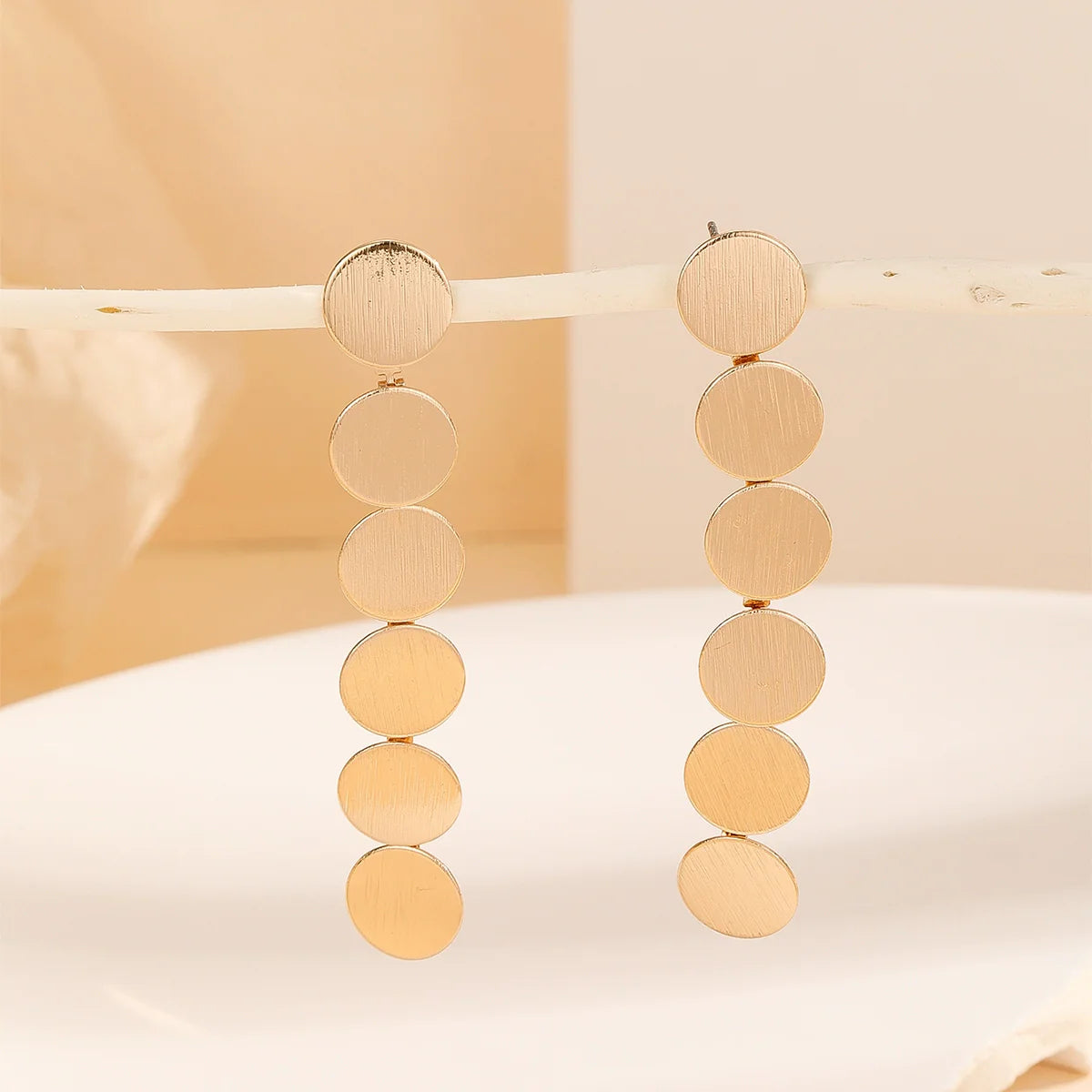 Angeles Gold Disc Drop Earrings - Earrings