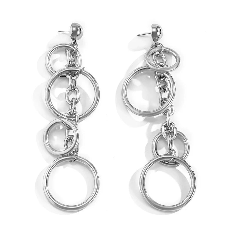 Colbie Cascading Chain Earrings - Silver