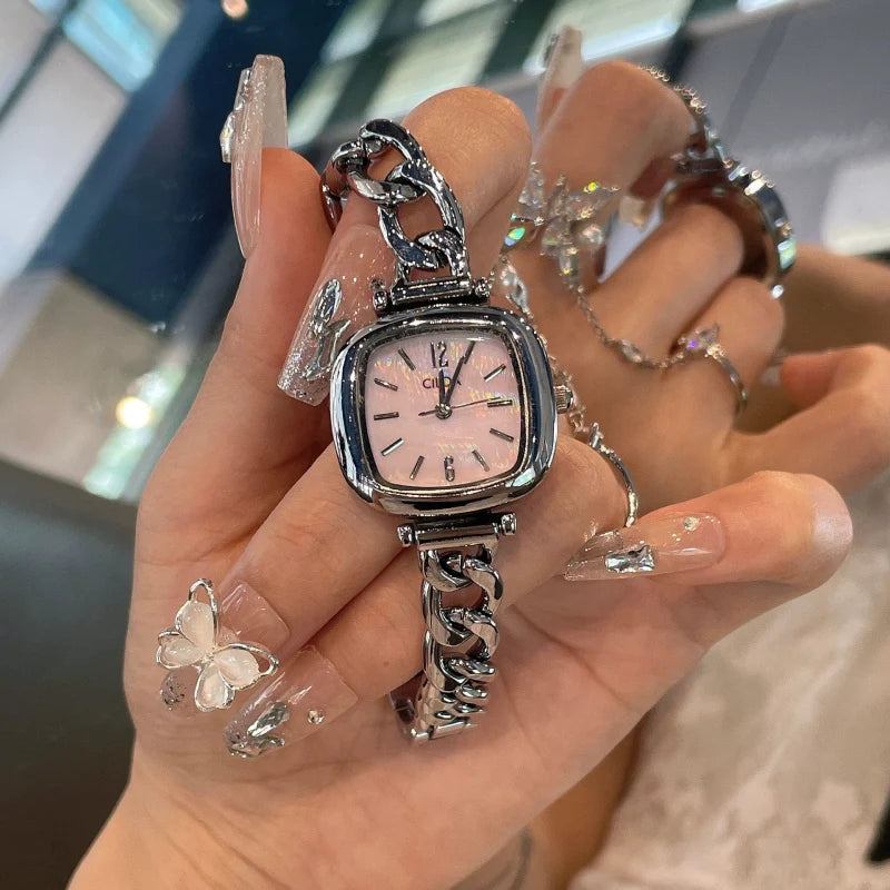 Westlynn Elegant Barrel Watch - Silver Pink Dial