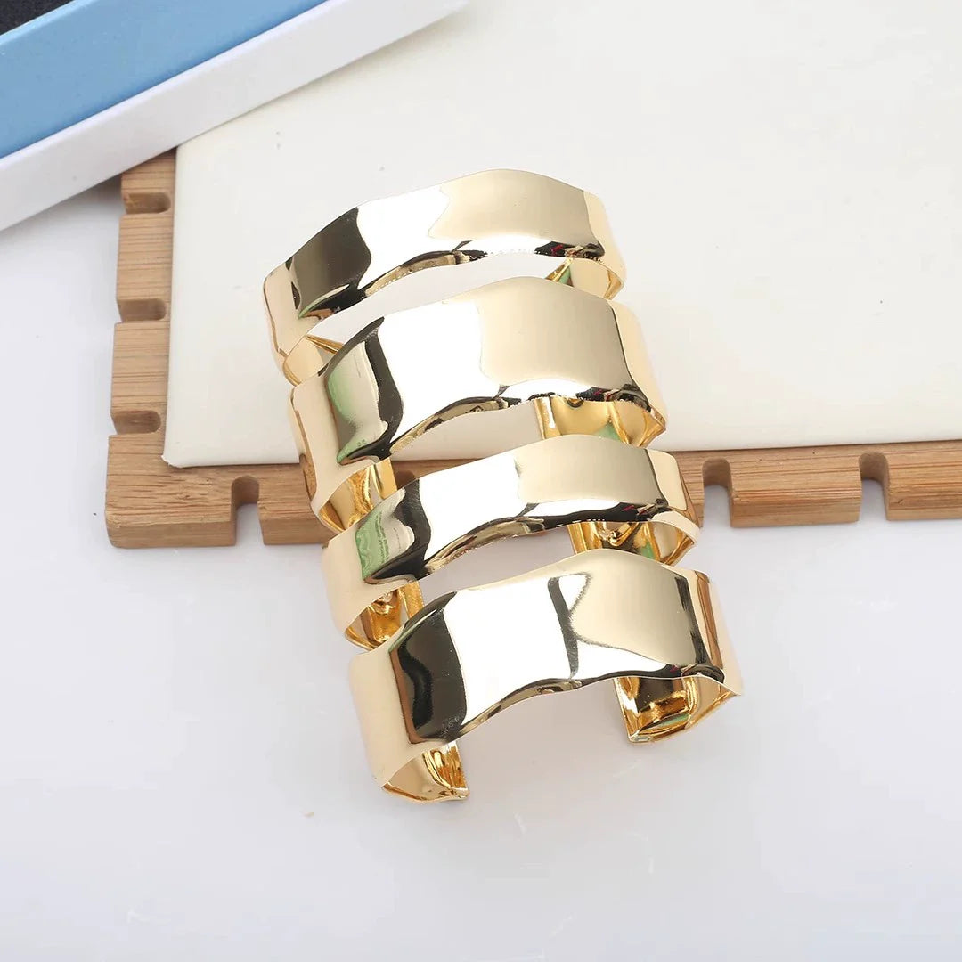 Janay Layered Wave Bracelets - 4-Layer Gold