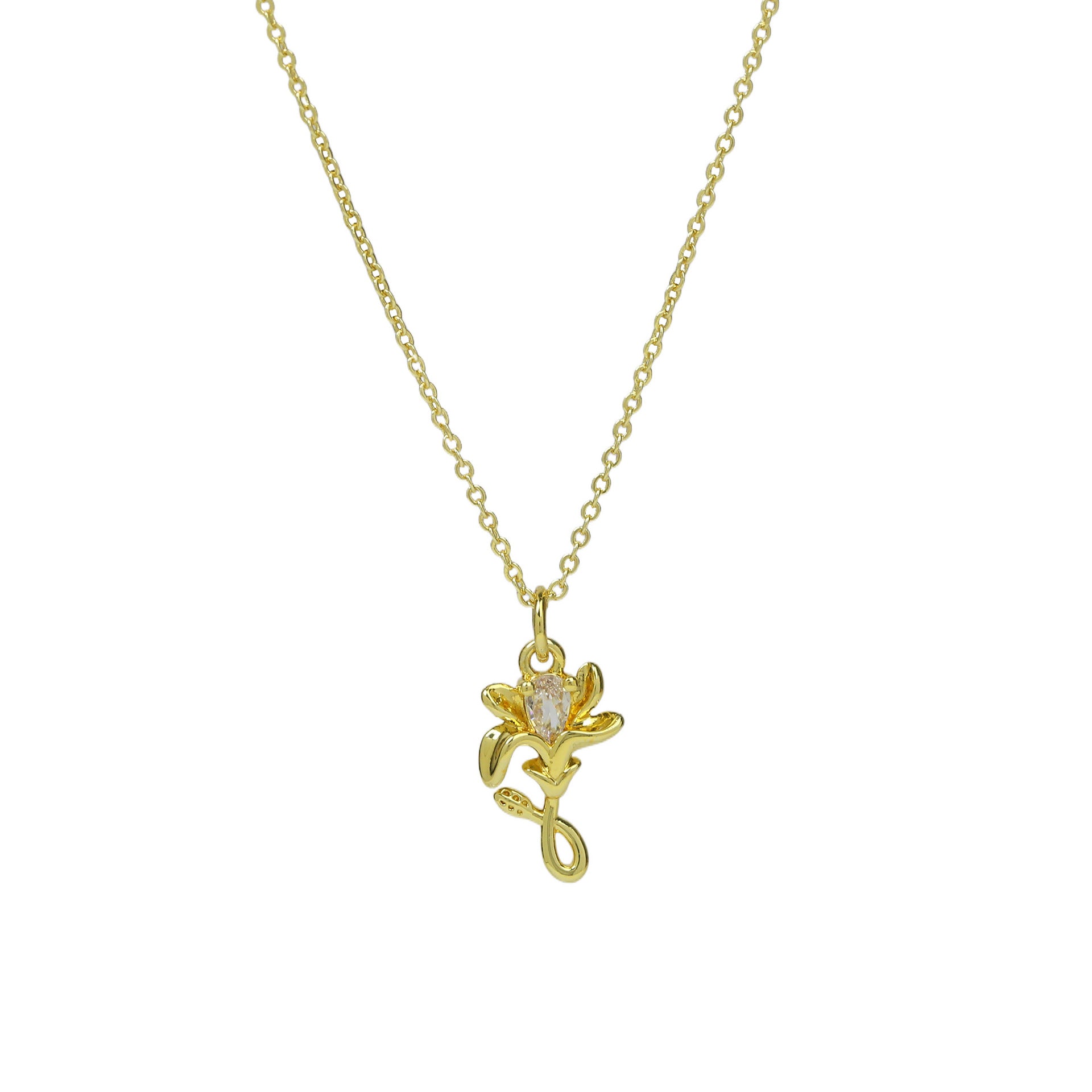 Ainslie Zircon Flower Necklace - Necklace 1 [R5GP716G]