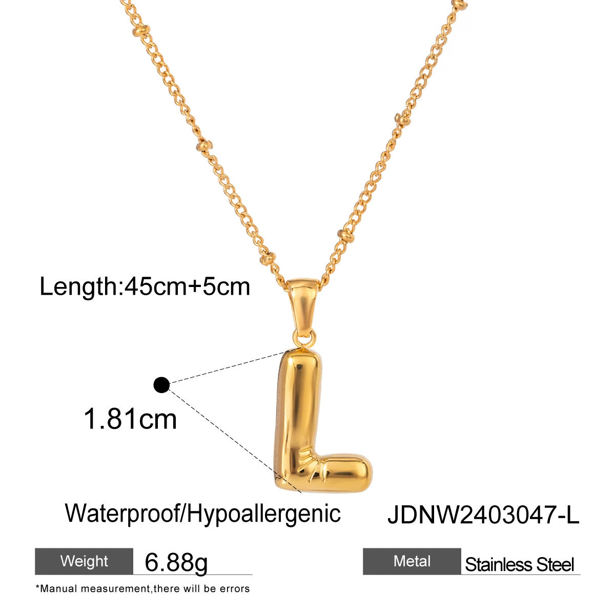 Kadyn Initial Pendant Necklace - Letter L [1NI79DBA]