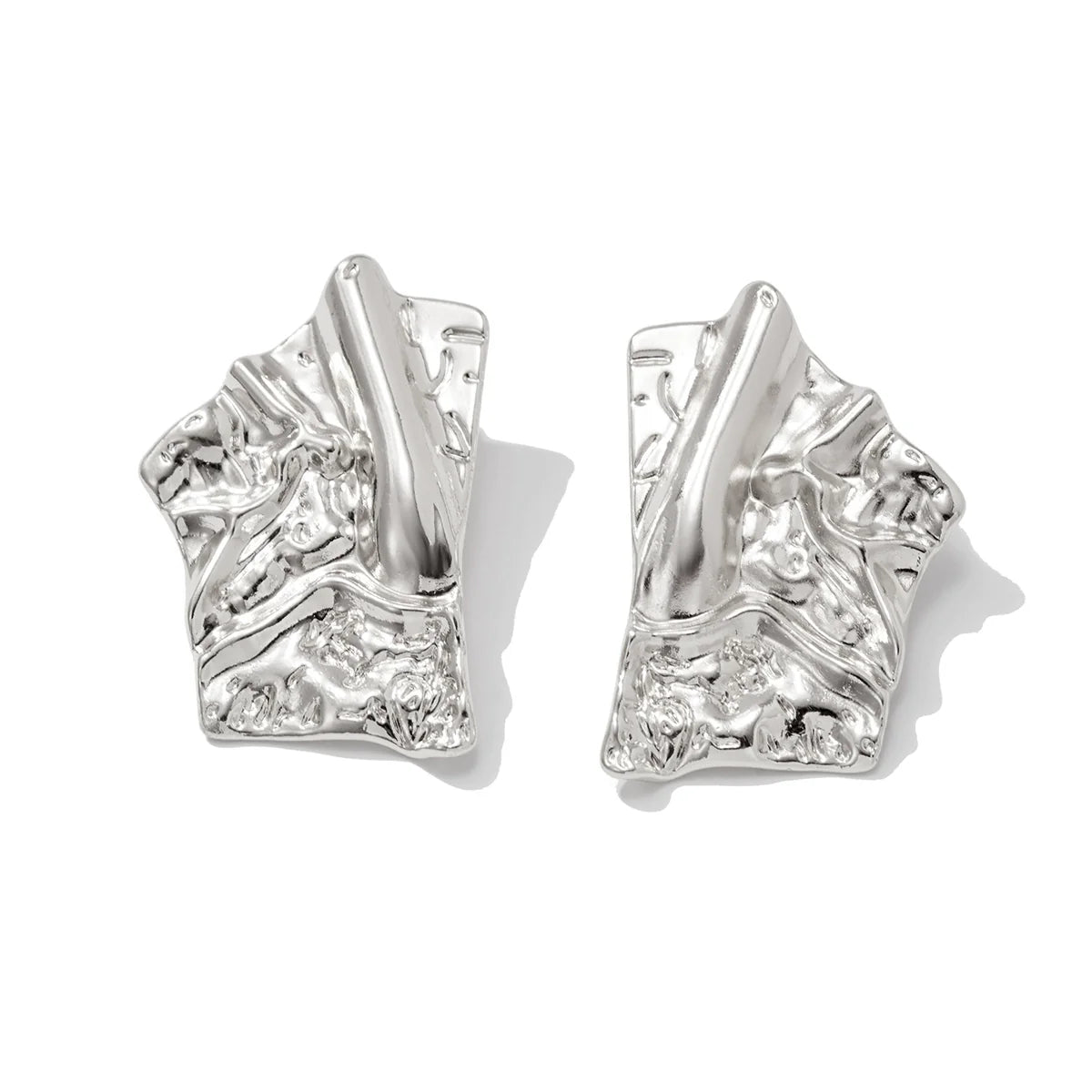 Samanvi Sculptural Stud Earrings - Silver