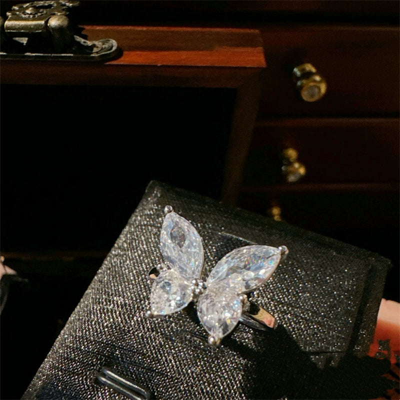 Jaelah Zircon Butterfly Jewelry - Single Zircon Butterfly Ring [EKGEHQB4]