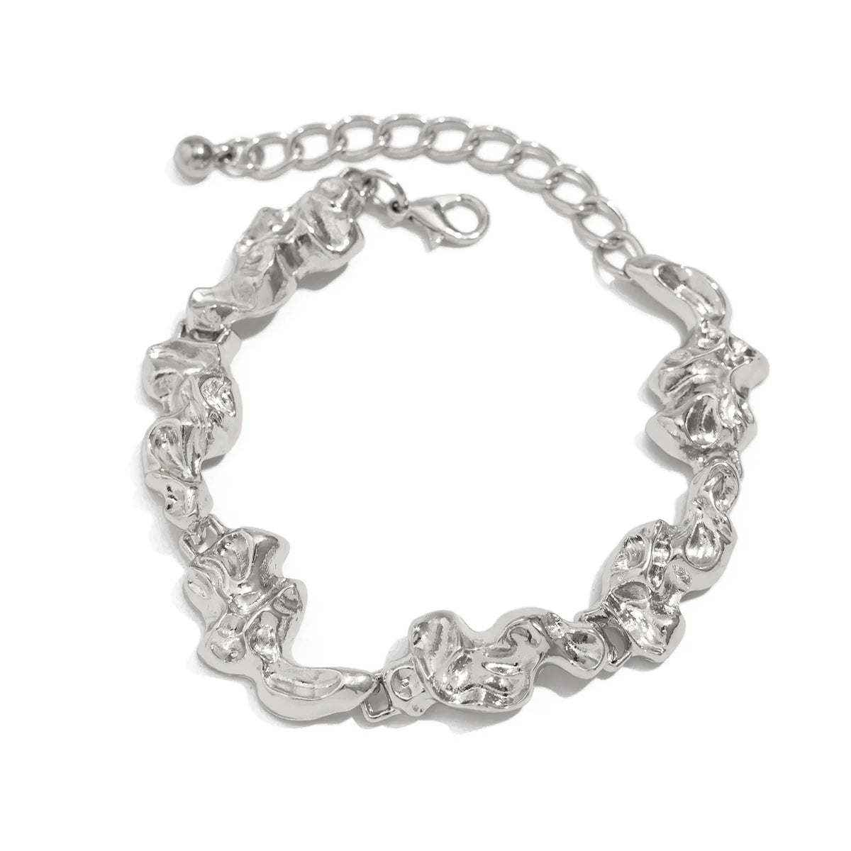Lilia Irregular Pleated Jewelry Set - Bracelet Silver
