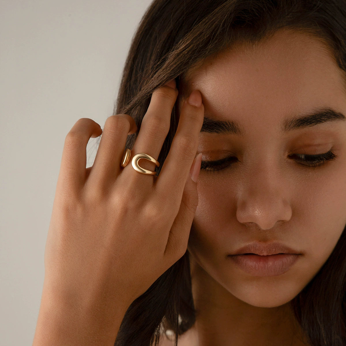Katy Liquid Metal Open Ring - Design 05 - Light Gold [0L0J64AW]