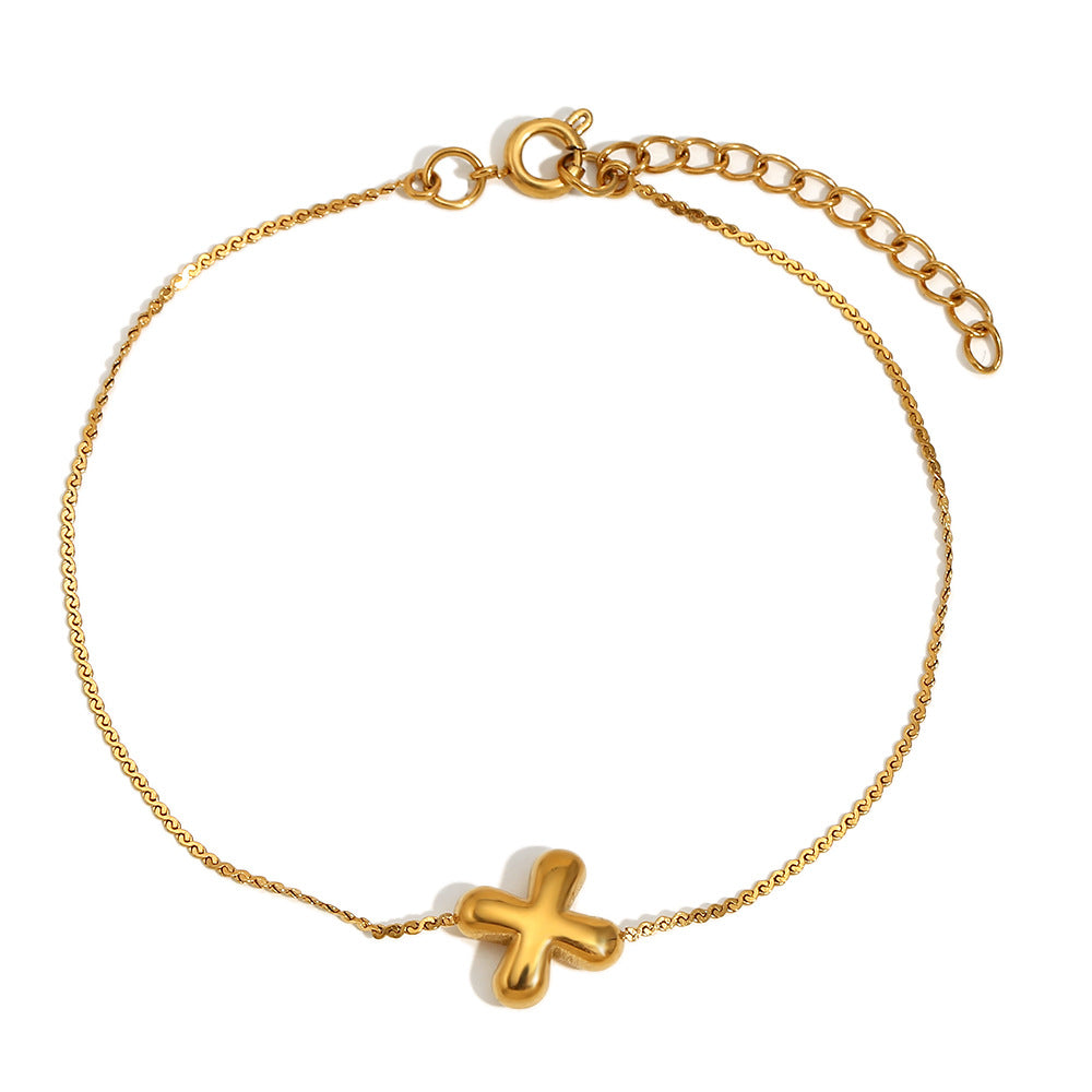 Ilah Bubble Letter Chain Bracelet - Bubble Letter X - Gold [Z7T2WEPU]