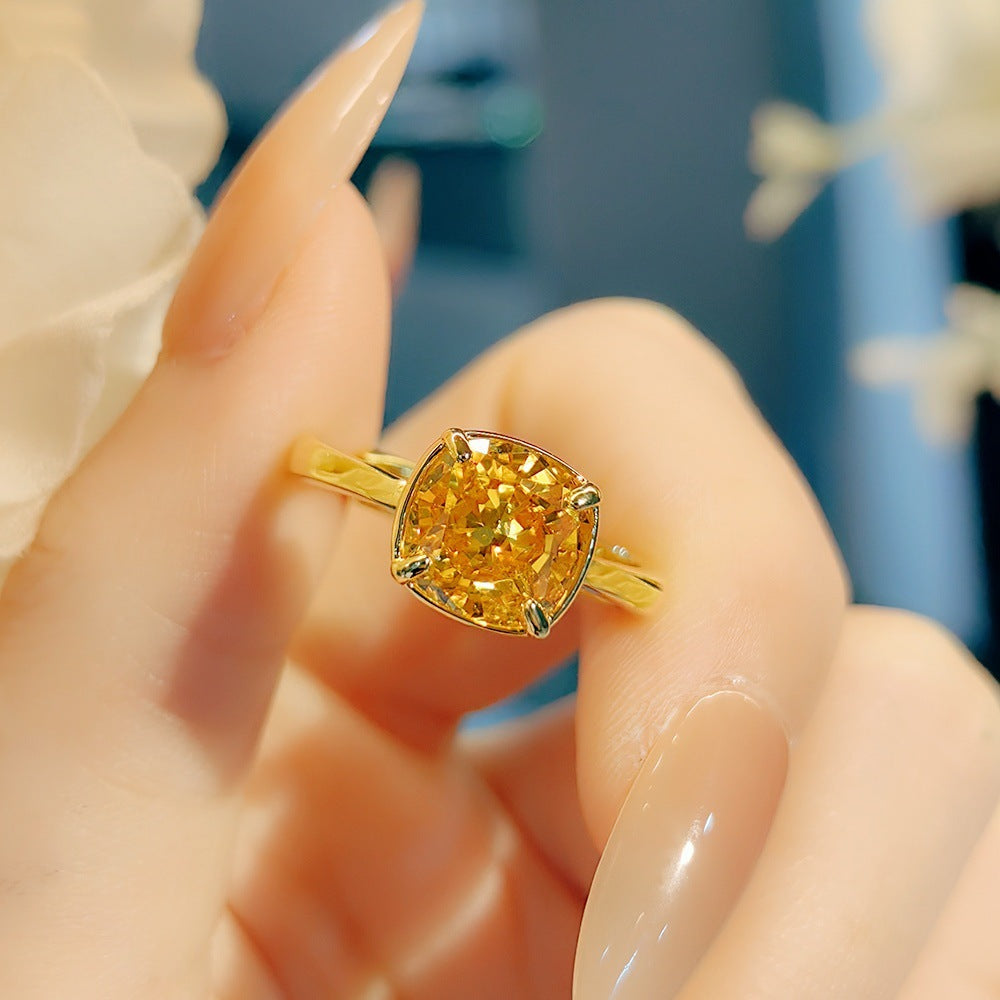 Tyleigh Radiance Gemstone Set - Yellow Diamond Ice Flower Cut Ring (Adjustable) [BO7M7K7H]