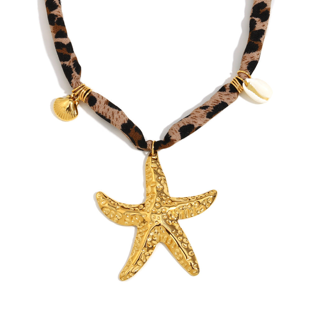 Messiah Gilded Starfish Necklace - Gold Leopard Starfish [MBT1959H]
