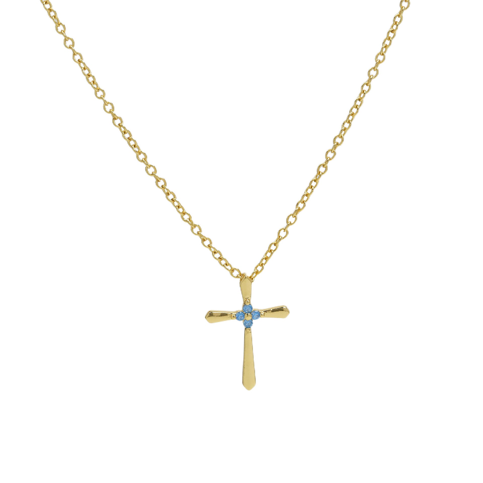 Mela Birthstone Cross Necklace - March Birthstone Necklace [OKHTZ1IP]