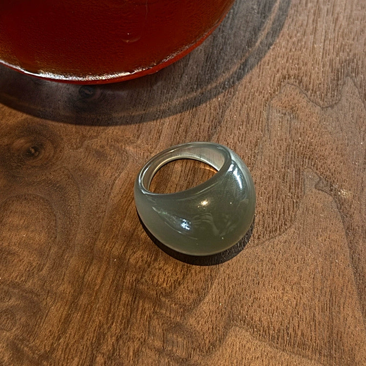 Saryah Asymmetric Statement Ring - Grey-Green Resin Ring [4B3H5HPT]
