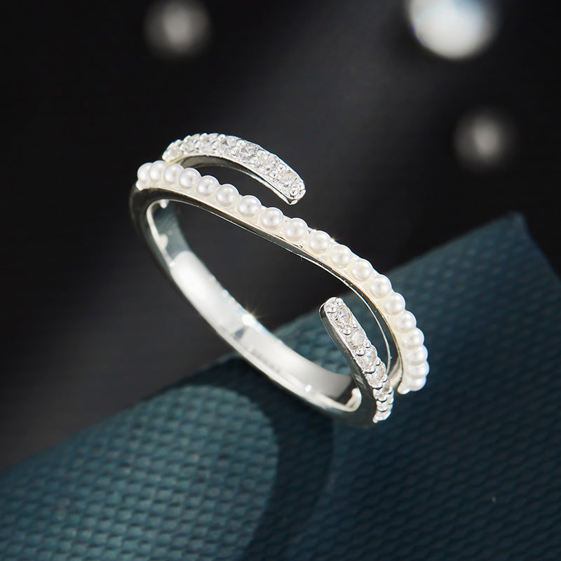 Brecklynn Pearl Cross Ring - Silver Tone [323BA5Q5]