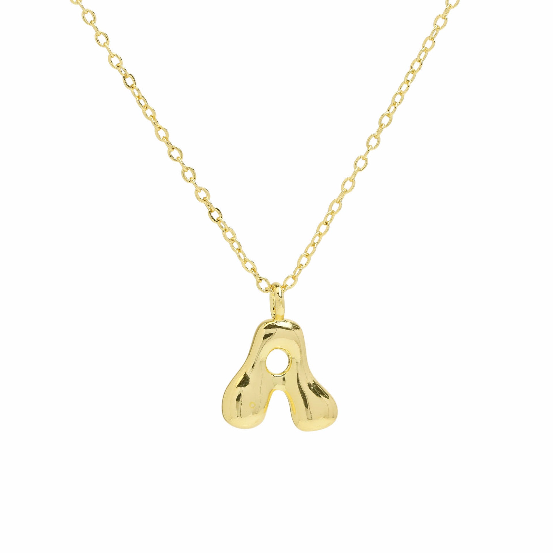 Vanya Gold Initial Bubble Necklace - Letter A [RMGQIGKM]