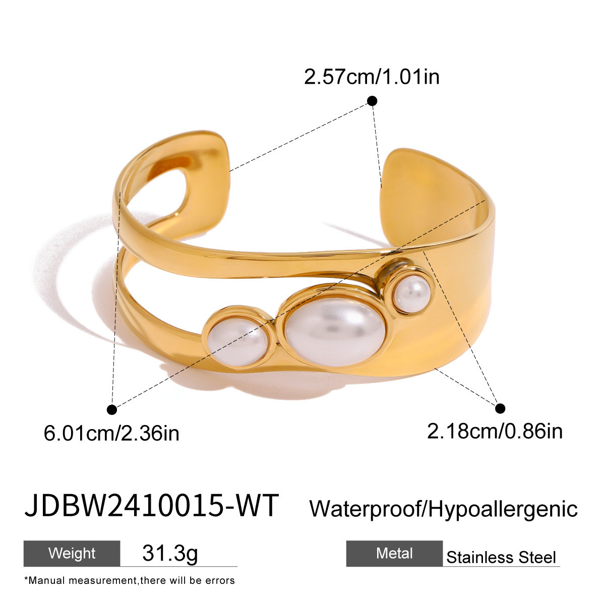 Semaj Pearl Stone Cuff Bracelet - White Pearl & Light Stone [80EOWYWU]