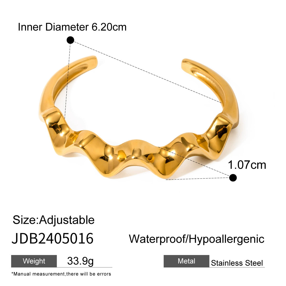 Maizey Asymmetric Gold Bangle - Style JDB2405016 [O0QIA1XE]