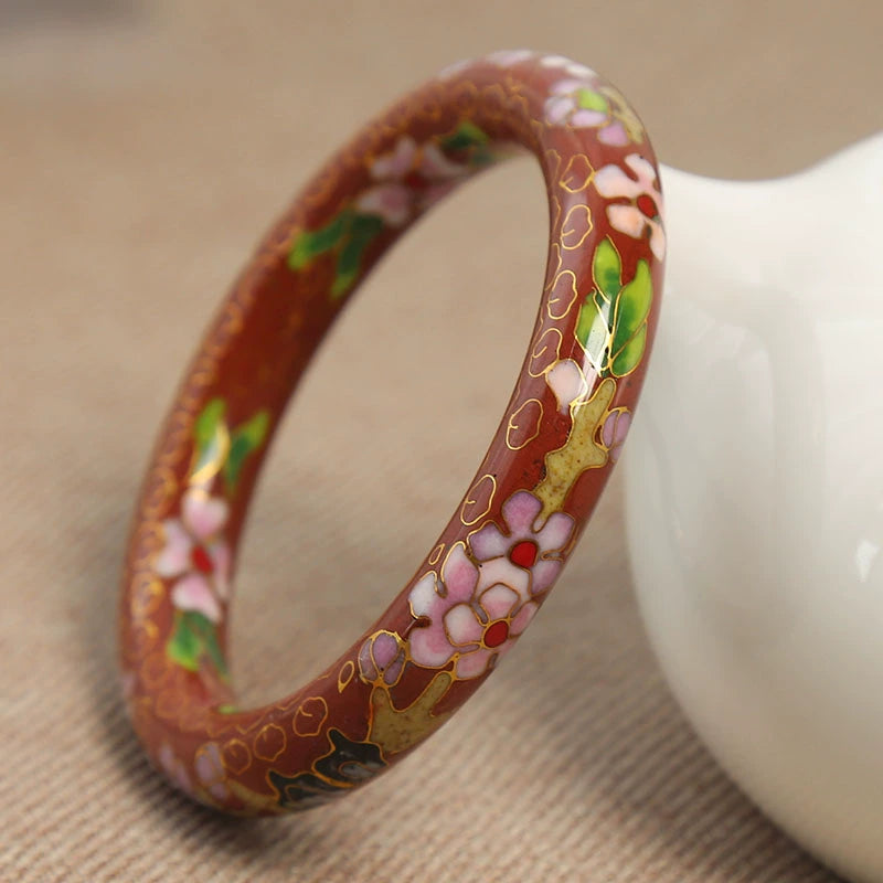 Issabella Cloisonné Bloom Bracelet - Red (12mm Width) [6CTA0HGC]