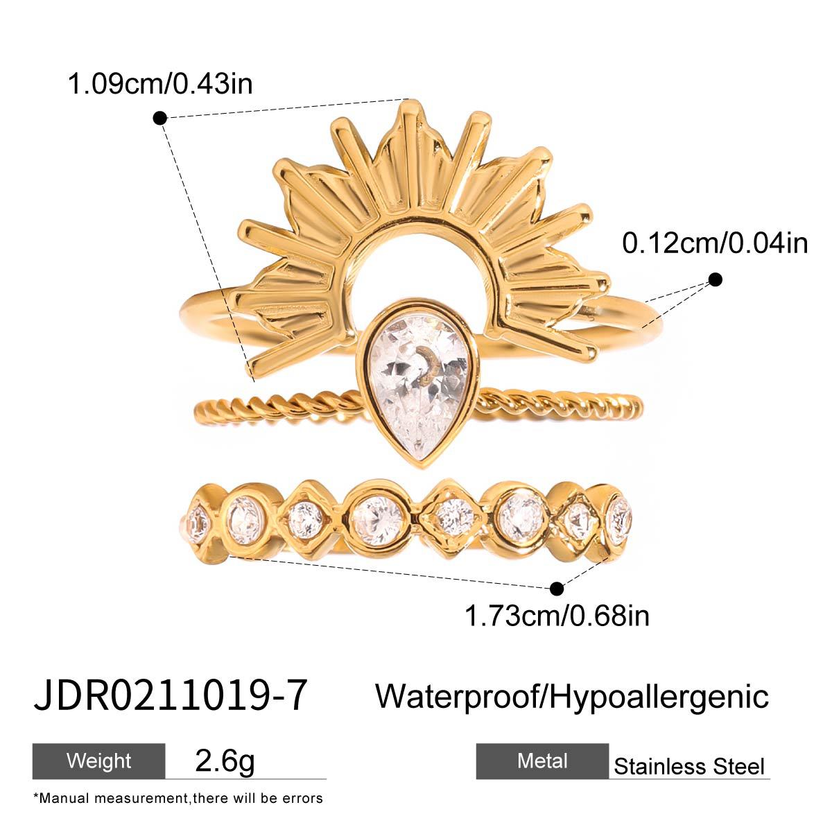Manal Geometric Stackable Rings - JDR0211019-7 [STWWX7RU]