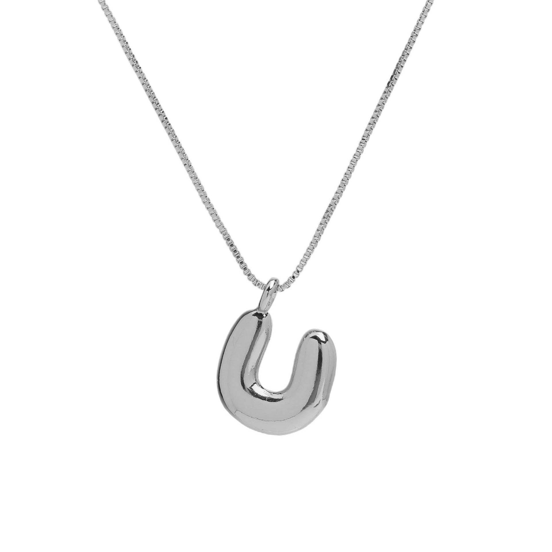 Jesenia Bubble Initial Necklace - Letter U [OQPT3GVX]