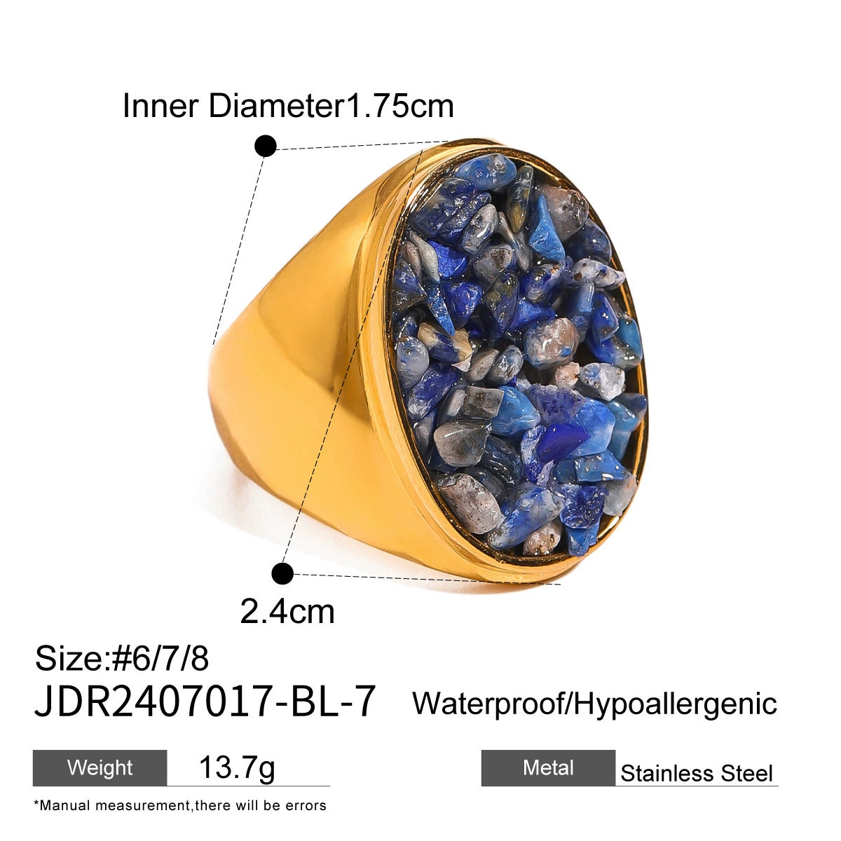 Annette Organic Stone Rings - Style JDR2407017-BL-7 [NWC9LKVE]
