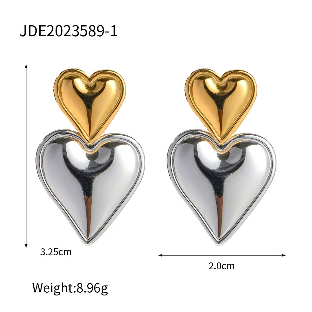 Kambree Two-Tone Heart Earrings - JDE2023589-1