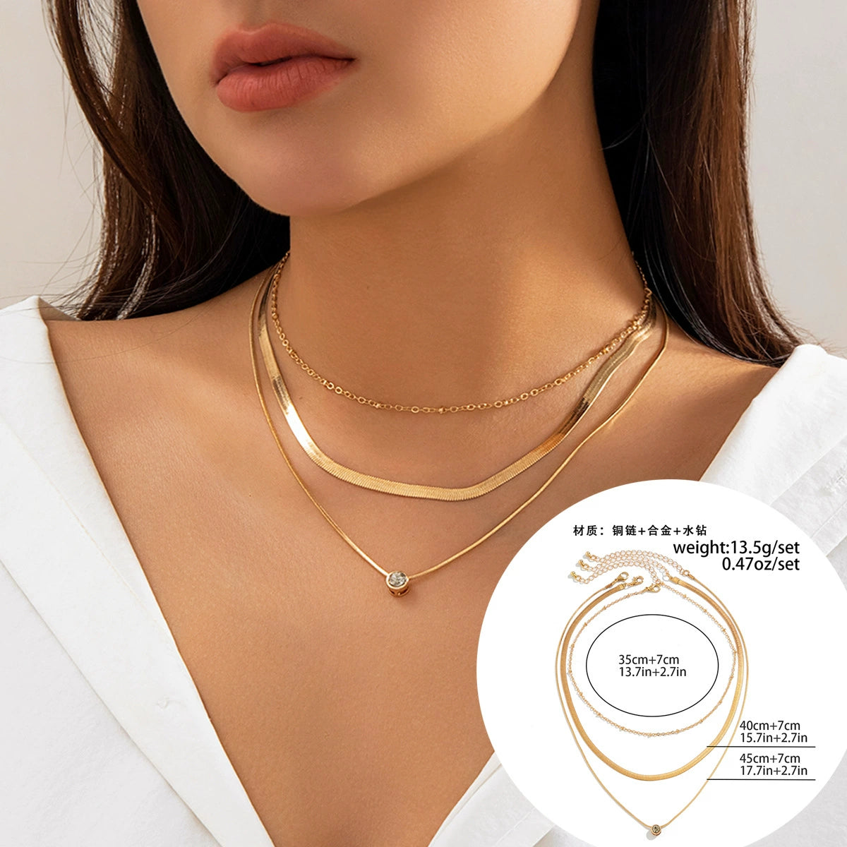 Elvira Layered Heart Necklace - Gold 2 [X92VQKWK]