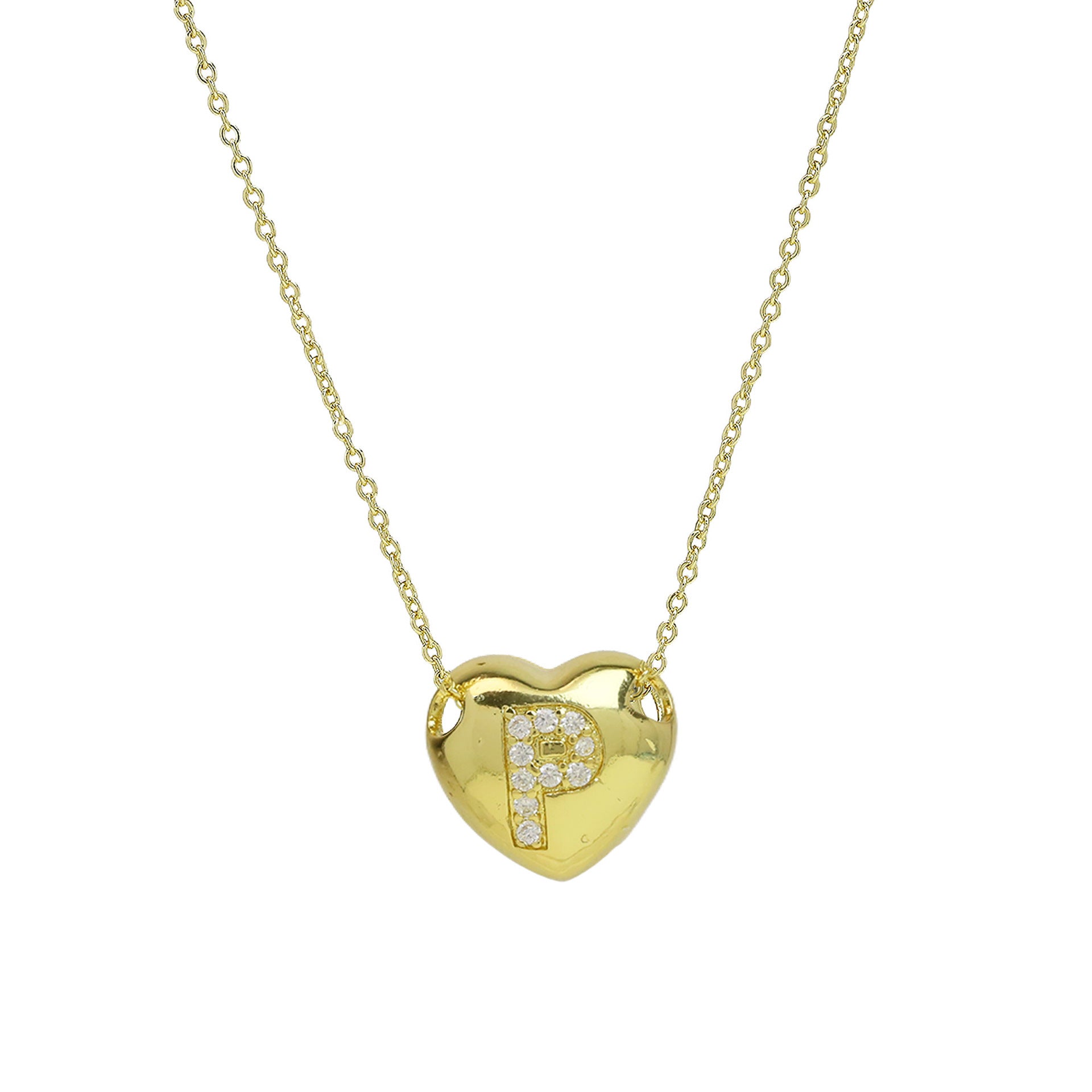 Una Heart Initial Necklace - Letter P [Y8CQ4UW7]