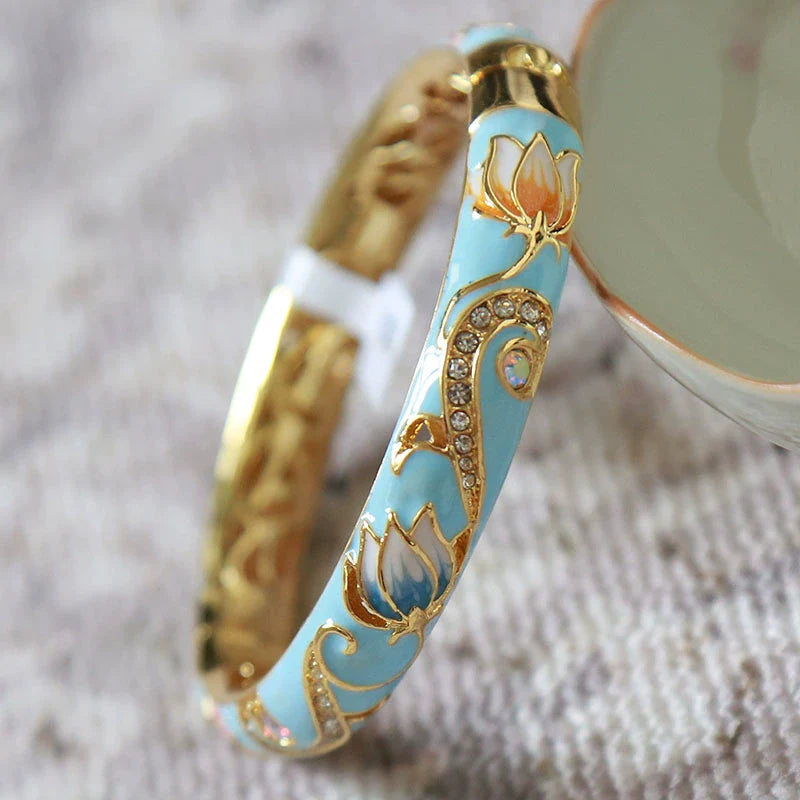Jenny CloisonnŽ Lotus Bangle - 6cm Sky Blue