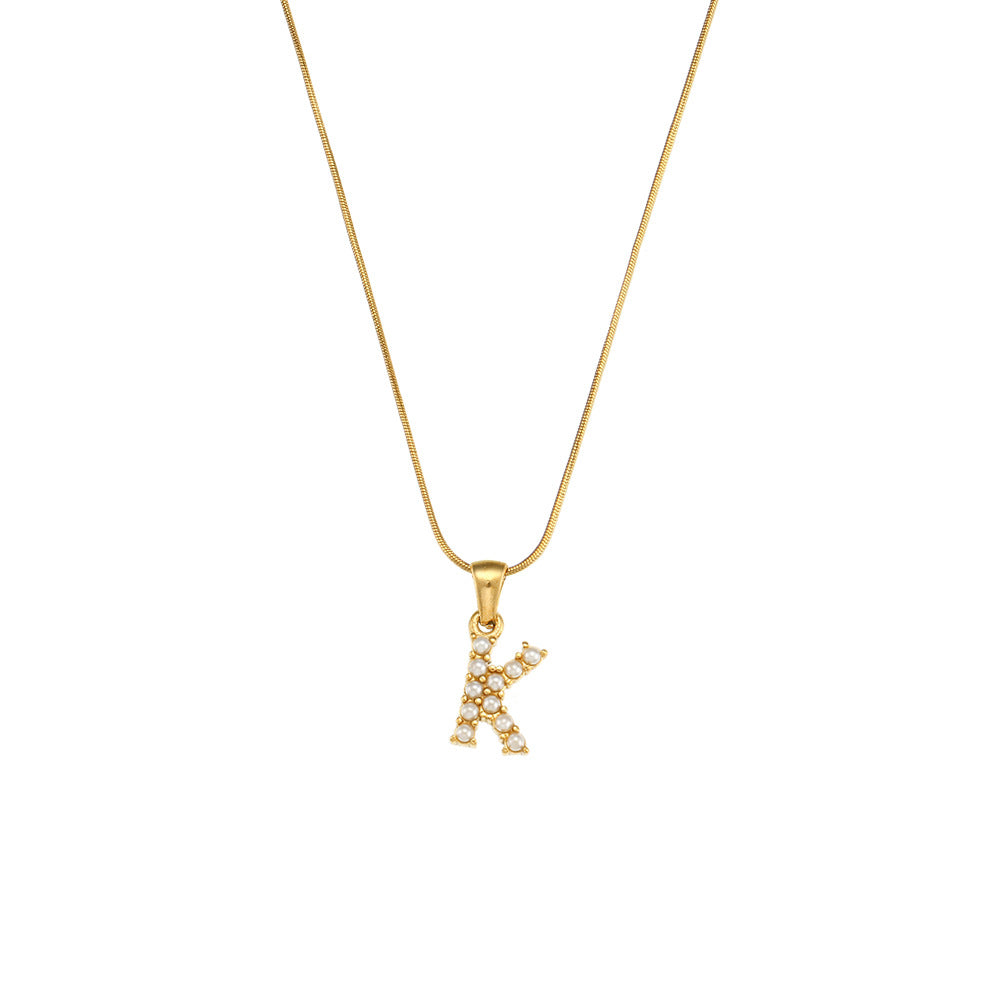 Makiah Letter Pearl Necklace - Letter K [1ZBJTX0A]