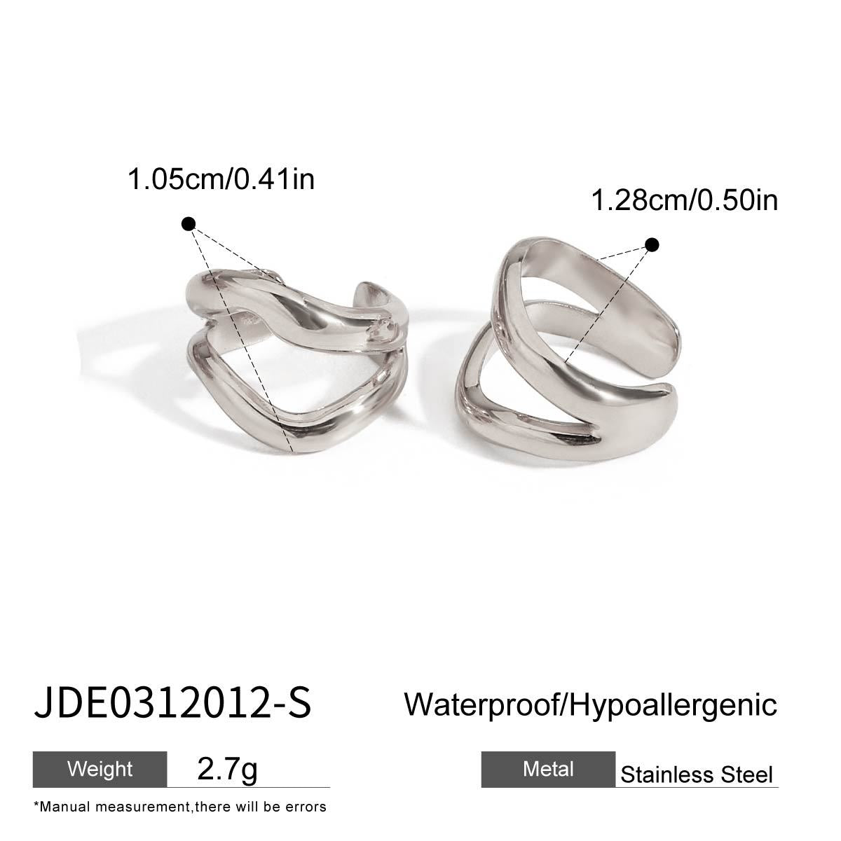 Elaina Geometric Ear Cuff - Silver Tone Small [BM2I6SIN]