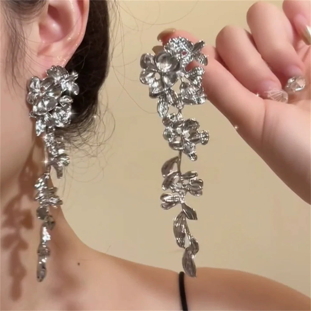 Arabella Floral Cascade Earrings - Silver Plated (1 Pair)
