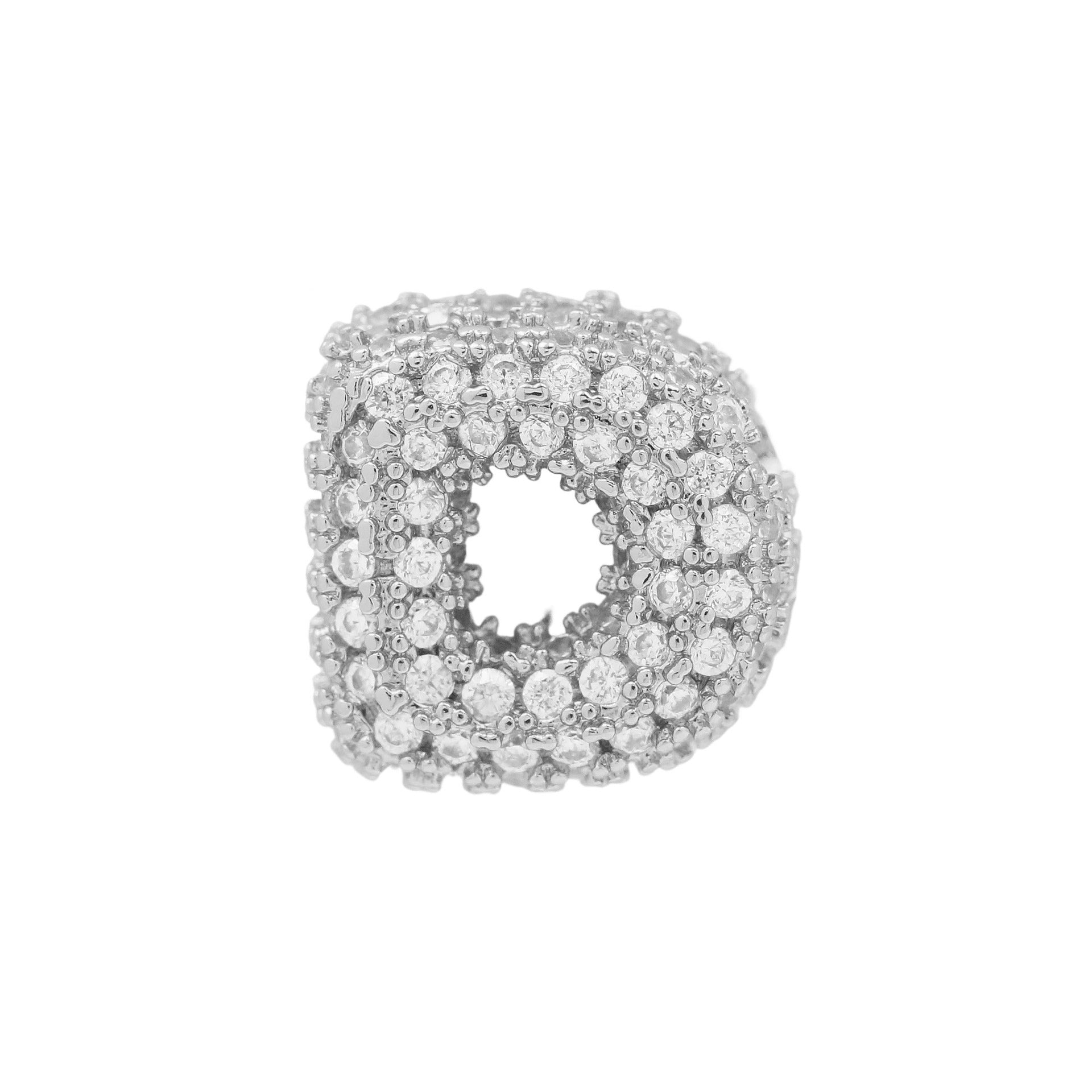 Jehlani Zircon Bubble Letter Necklace - Silver D Pendant [FDUEIC04]