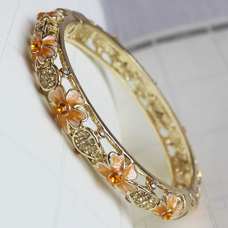 Joanne Filigree Crystal Bangle - Gold