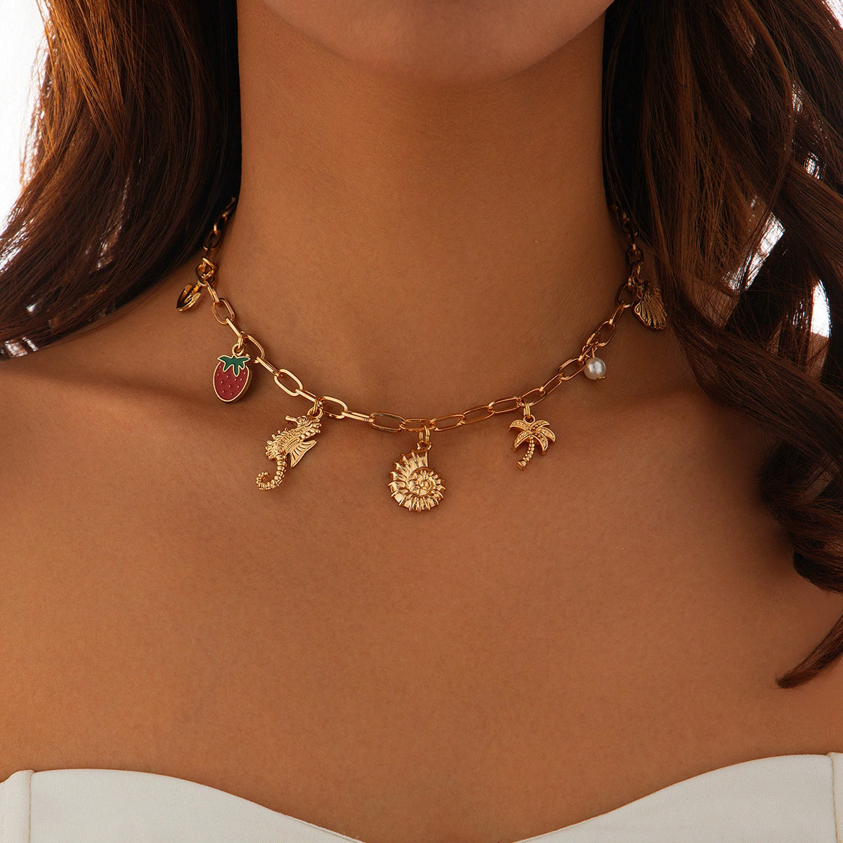 Koralee Ocean Pearl Necklace - Style 03 - Necklace (Gold) [E64O9038]