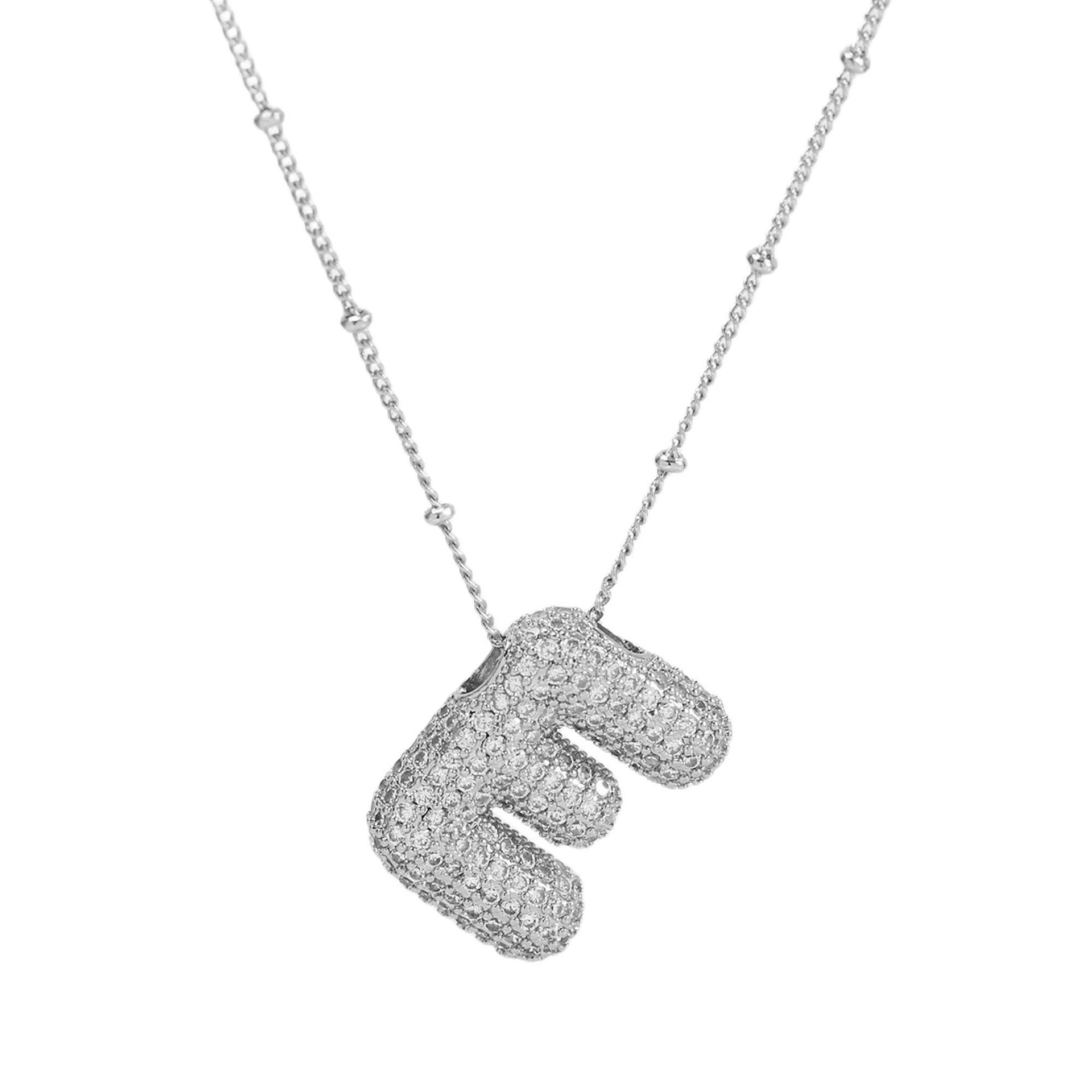 Fynlee Bubble Initial Necklace - Silver E [MN595M0T]