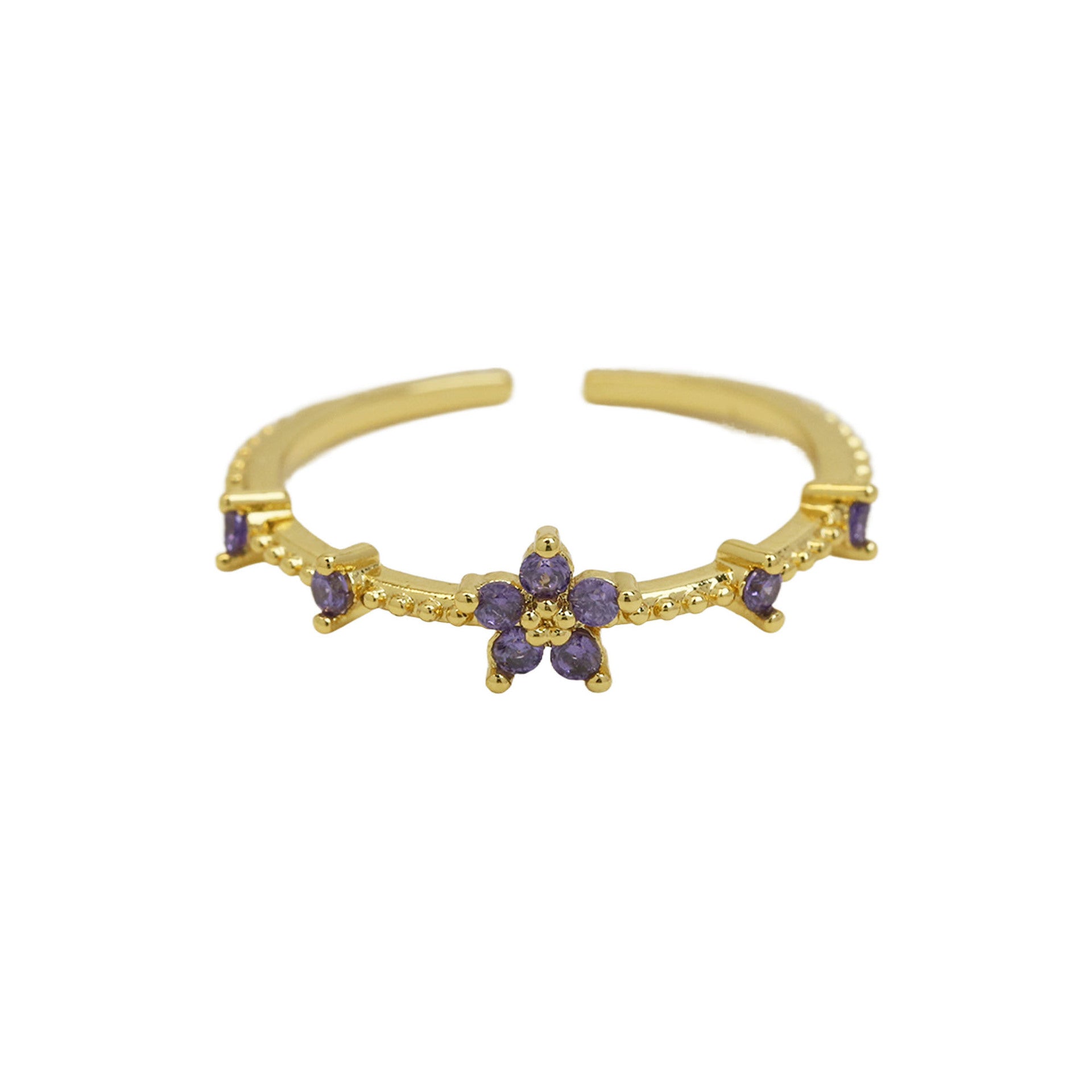Mykah Floral Birthstone Ring - February [X3FIRM3D]