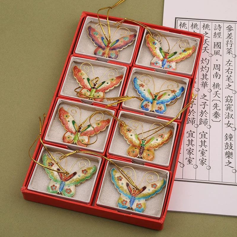 Verity Cloisonne Enamel Adornments - Butterfly (Set of 8) [5EGSG1DE]