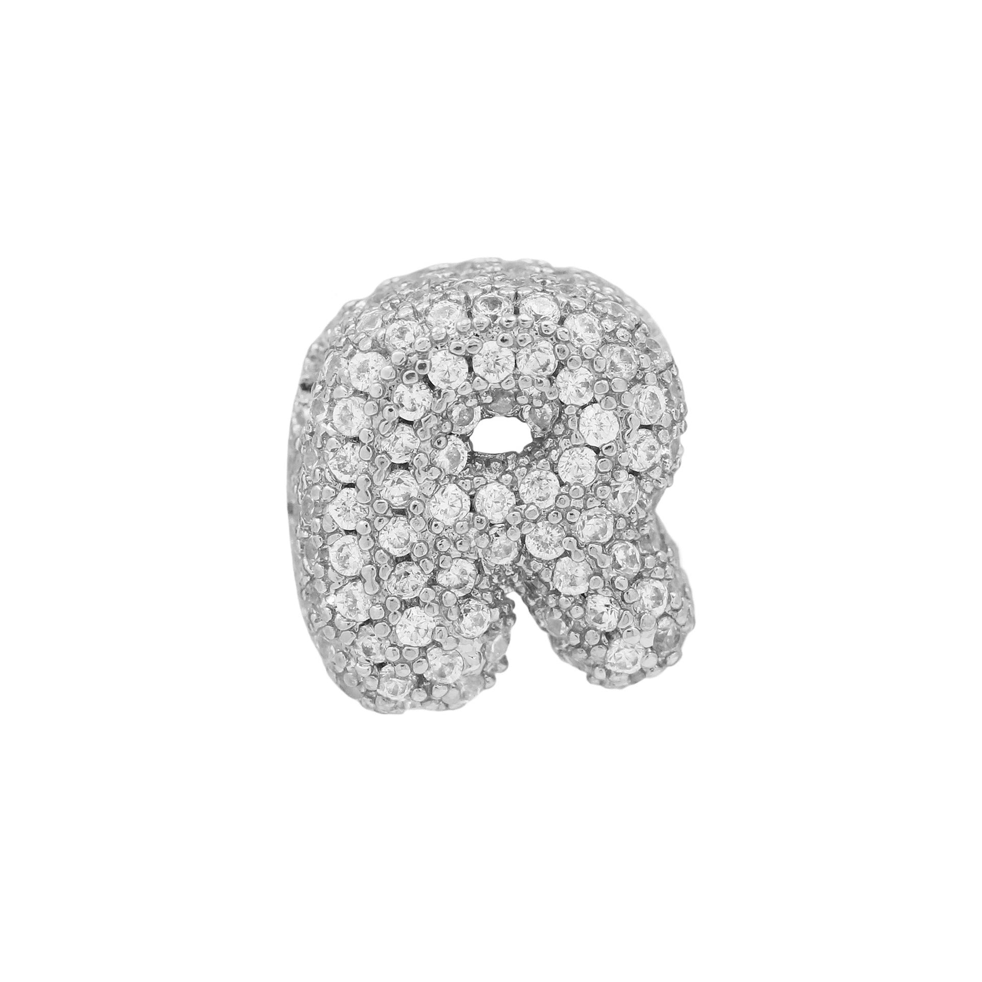 Jehlani Zircon Bubble Letter Necklace - Silver R Pendant [PHDPZ2WD]