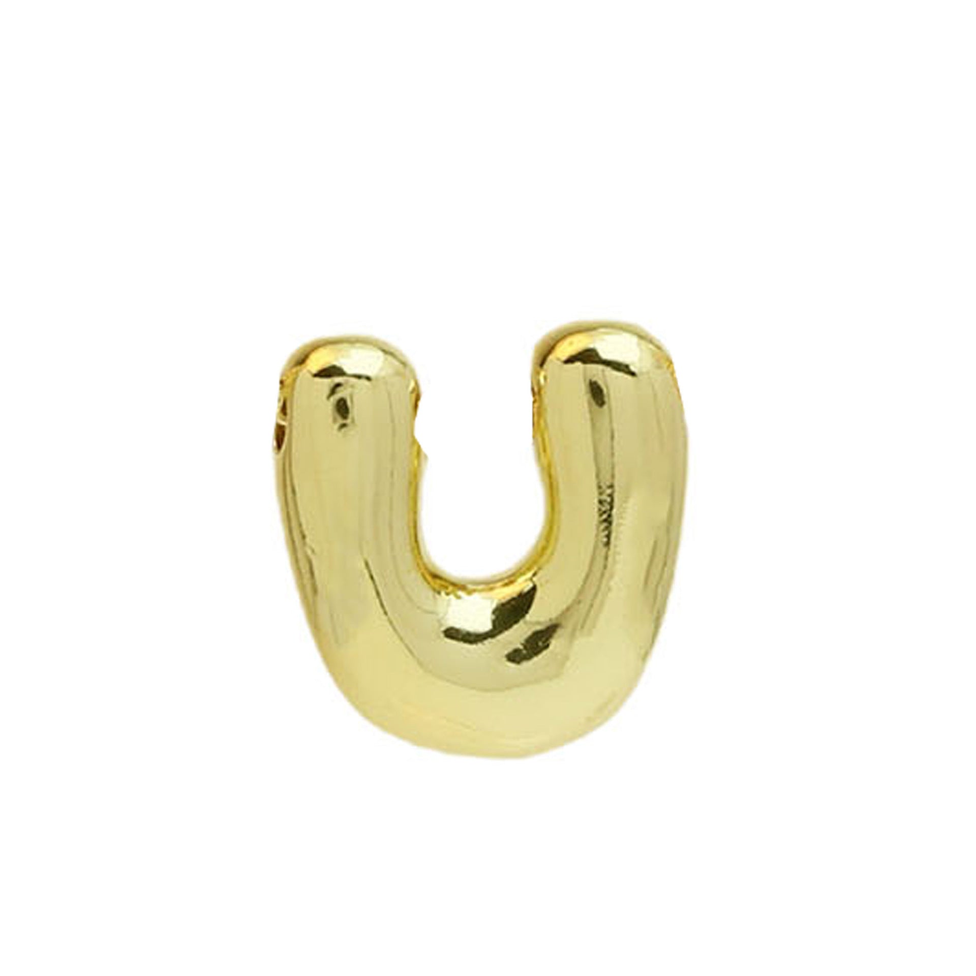 Vada Gold Bubble Letter Necklace - Gold U Pendant [NWI2WGTC]
