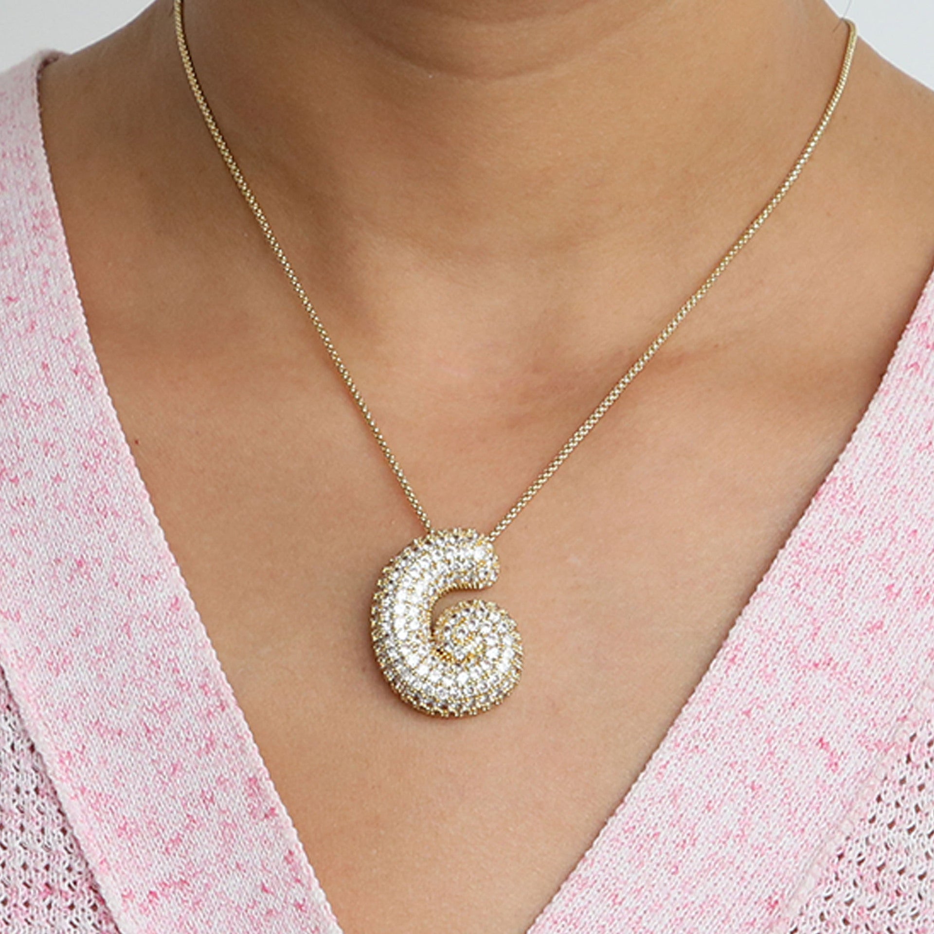 Laiba Bubble Initial Necklace - G [CZEJI55W]