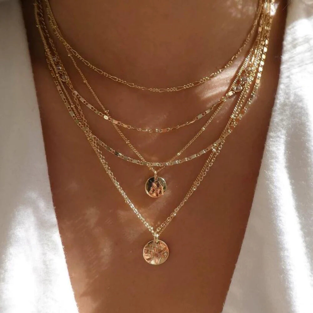 Jaqueline Multilayer Moon Pendant Necklace - CS8898-10