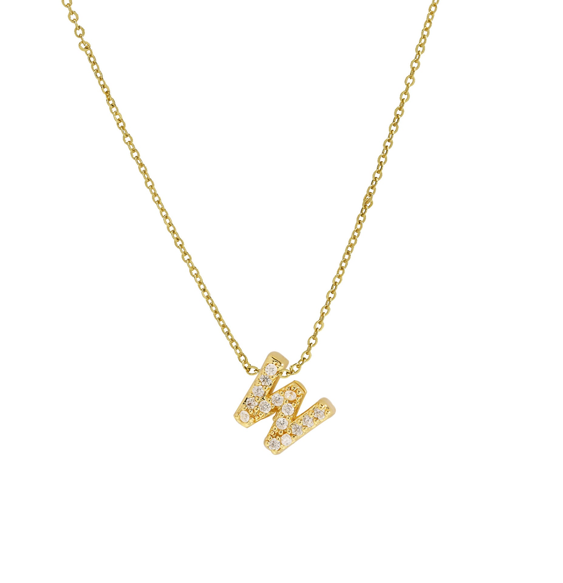 Caelynn Zircon Initial Necklace - W [ZWSPLKLD]