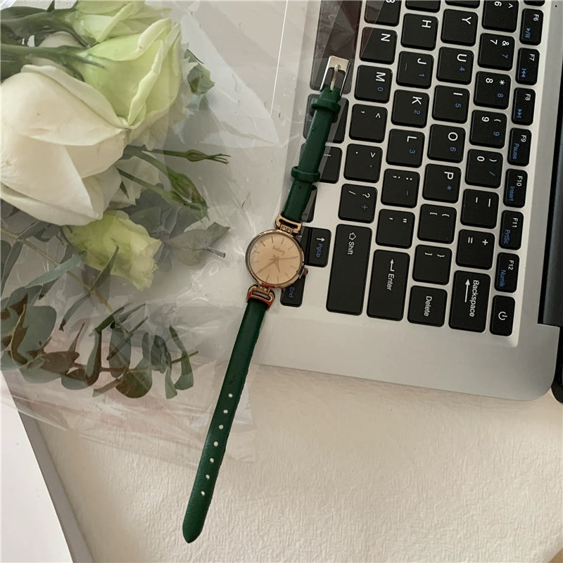 Rebel Minimalist Leather Watch - Green [LFFW1F39]