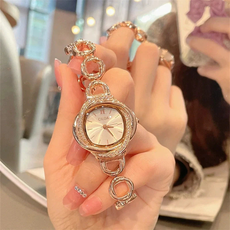 Shriya Dainty Rhinestone Watch - Rose Gold