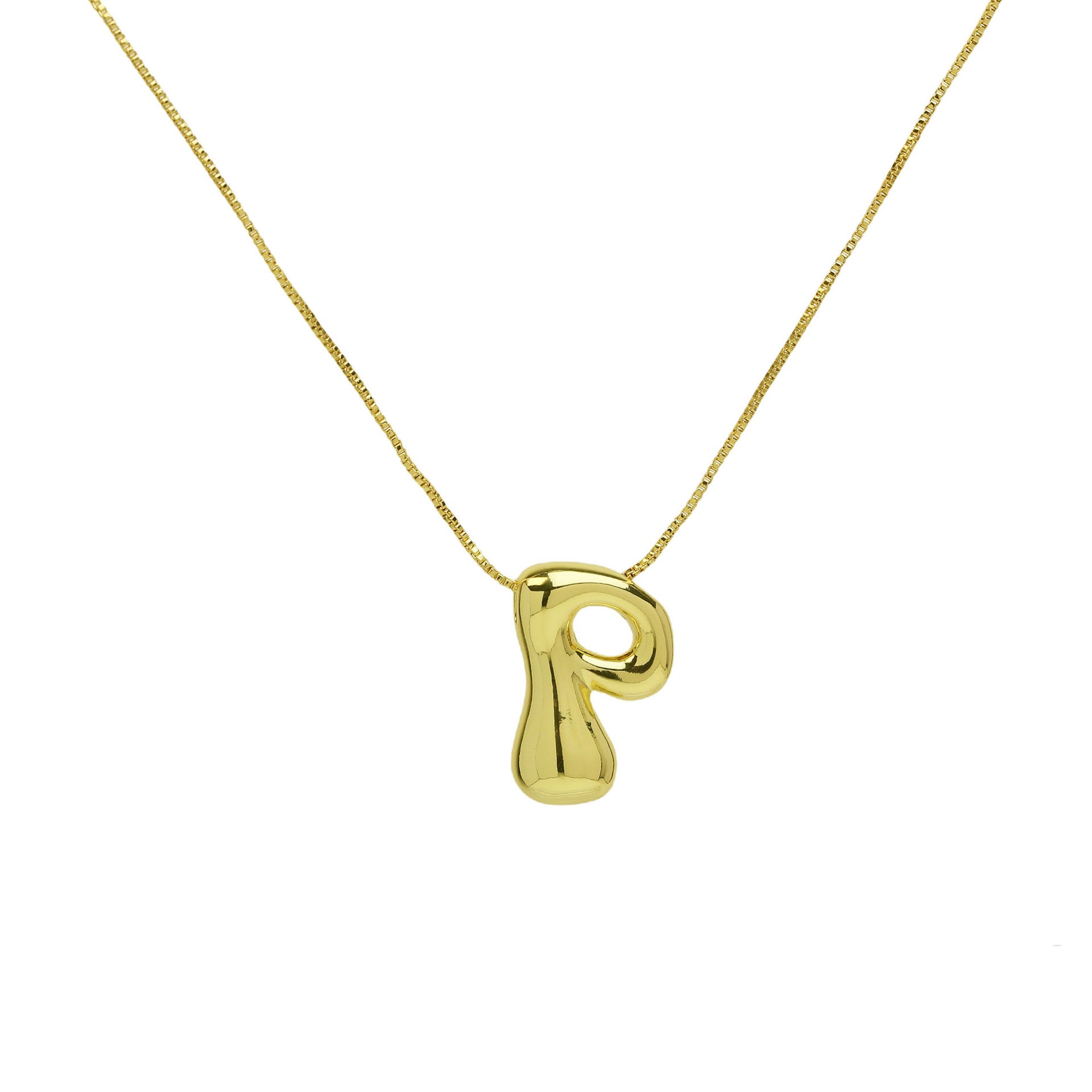 Virginia Bubble Initial Necklace - Letter P Necklace [7G2J4YMR]